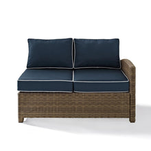 Load image into Gallery viewer, Bradenton Outdoor Wicker Sectional Right Side Loveseat Navy/Weathered Brown