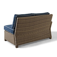 Load image into Gallery viewer, Bradenton Outdoor Wicker Sectional Left Side Loveseat Navy/Weathered Brown