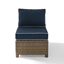 Load image into Gallery viewer, Bradenton Outdoor Wicker Sectional Center Chair Navy/Weathered Brown
