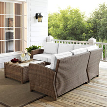 Load image into Gallery viewer, Bradenton 4Pc Outdoor Sectional Set - Sunbrella White/Weathered Brown