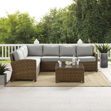 Load image into Gallery viewer, Bradenton 5Pc Outdoor Wicker Sectional Set Gray/Weathered Brown