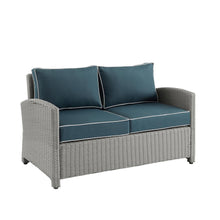Load image into Gallery viewer, Bradenton Outdoor Wicker Loveseat Navy/Gray