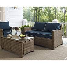 Load image into Gallery viewer, Bradenton Outdoor Wicker Loveseat Navy/Weathered Brown