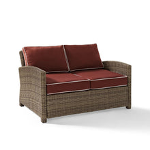 Load image into Gallery viewer, Bradenton Outdoor Wicker Loveseat Sangria/Weathered Brown