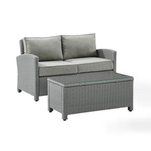 Load image into Gallery viewer, Bradenton 2Pc Outdoor Wicker Conversation Set Gray/Gray - Loveseat & Coffee Table