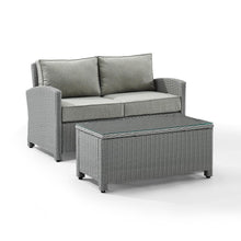 Load image into Gallery viewer, Bradenton 2Pc Outdoor Wicker Conversation Set Gray/Gray - Loveseat & Coffee Table