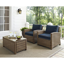 Load image into Gallery viewer, Bradenton 2Pc Outdoor Wicker Armchair Set Navy/Weathered Brown - 2 Armchairs