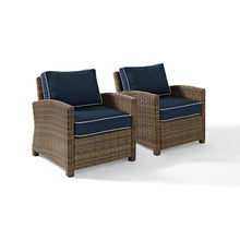 Load image into Gallery viewer, Bradenton 2Pc Outdoor Wicker Armchair Set Navy/Weathered Brown - 2 Armchairs