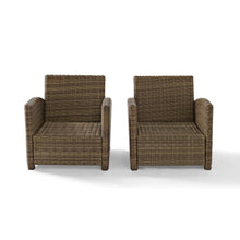 Load image into Gallery viewer, Bradenton 2Pc Outdoor Wicker Armchair Set Navy/Weathered Brown - 2 Armchairs