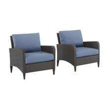Load image into Gallery viewer, Kiawah 2Pc Outdoor Wicker Chair Set Blue/Brown - 2 Armchairs