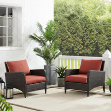 Load image into Gallery viewer, Kiawah 2Pc Outdoor Wicker Chair Set Sangria/Brown - 2 Armchairs