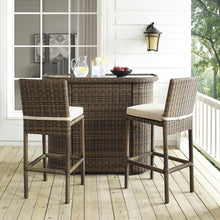 Load image into Gallery viewer, Bradenton 3Pc Outdoor Wicker Bar Set Sand/Weathered Brown - Bar & 2 Stools