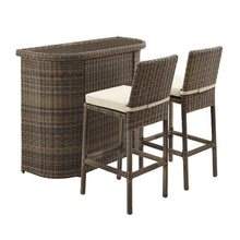Load image into Gallery viewer, Bradenton 3Pc Outdoor Wicker Bar Set Sand/Weathered Brown - Bar & 2 Stools