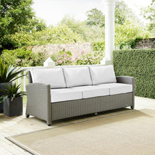 Load image into Gallery viewer, Bradenton Outdoor Wicker Sofa - Sunbrella White/Gray