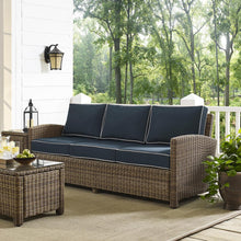 Load image into Gallery viewer, Bradenton Outdoor Wicker Sofa Navy/Weathered Brown