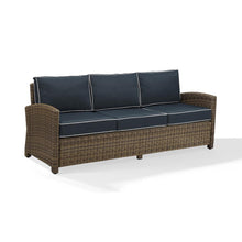 Load image into Gallery viewer, Bradenton Outdoor Wicker Sofa Navy/Weathered Brown