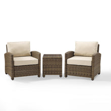 Load image into Gallery viewer, Bradenton 3Pc Outdoor Wicker Armchair Set Sand/Weathered Brown - Side Table & 2 Armchairs