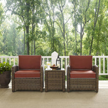 Load image into Gallery viewer, Bradenton 3Pc Outdoor Wicker Armchair Set Sangria/Weathered Brown - Side Table & 2 Armchairs