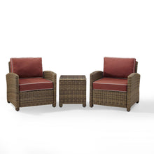 Load image into Gallery viewer, Bradenton 3Pc Outdoor Wicker Armchair Set Sangria/Weathered Brown - Side Table & 2 Armchairs