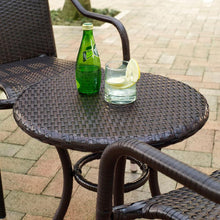 Load image into Gallery viewer, Palm Harbor 3Pc Outdoor Wicker Chair Set Brown - Round Side Table & 2 Stackable Chairs