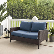 Load image into Gallery viewer, Kiawah Outdoor Wicker Loveseat Blue/Brown