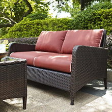 Load image into Gallery viewer, Kiawah Outdoor Wicker Loveseat Sangria/Brown