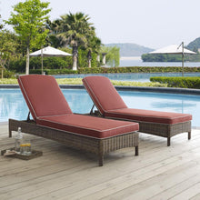 Load image into Gallery viewer, Bradenton Outdoor Wicker Chaise Lounge Sangria/Weathered Brown