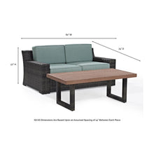 Load image into Gallery viewer, Beaufort 2Pc Outdoor Wicker Chat Set Mist/Brown - Loveseat & Coffee Table