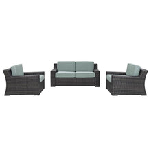 Load image into Gallery viewer, Beaufort 3Pc Outdoor Wicker Conversation Set Mist/Brown - Loveseat & 2 Chairs