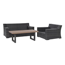 Load image into Gallery viewer, Beaufort 3Pc Outdoor Wicker Conversation Set Mist/Brown - Loveseat, Chair , & Coffee Table