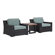 Load image into Gallery viewer, Beaufort 3Pc Outdoor Wicker Chair Set Mist/Brown - Side Table & 2 Chairs