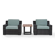 Load image into Gallery viewer, Beaufort 3Pc Outdoor Wicker Chair Set Mist/Brown - Side Table & 2 Chairs