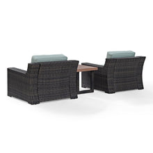 Load image into Gallery viewer, Beaufort 3Pc Outdoor Wicker Chair Set Mist/Brown - Side Table & 2 Chairs