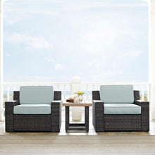 Load image into Gallery viewer, Beaufort 3Pc Outdoor Wicker Chair Set Mist/Brown - Side Table & 2 Chairs
