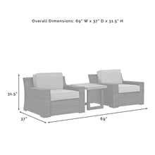 Load image into Gallery viewer, Beaufort 3Pc Outdoor Wicker Chair Set Mist/Brown - Side Table & 2 Chairs