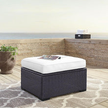 Load image into Gallery viewer, Biscayne Outdoor Wicker Ottoman White/Brown