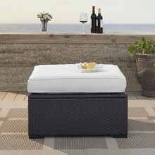 Load image into Gallery viewer, Biscayne Outdoor Wicker Ottoman White/Brown