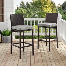 Load image into Gallery viewer, Palm Harbor 2Pc Outdoor Wicker Bar Stool Set Gray/Brown - 2 Bar Height Bar Stools