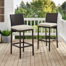 Load image into Gallery viewer, Palm Harbor 2Pc Outdoor Wicker Bar Stool Set Sand/Brown - 2 Bar Height Bar Stools