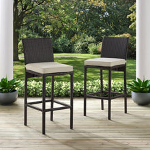 Load image into Gallery viewer, Palm Harbor 2Pc Outdoor Wicker Bar Stool Set Sand/Brown - 2 Bar Height Bar Stools