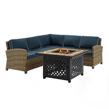 Load image into Gallery viewer, Bradenton 4Pc Outdoor Wicker Sectional Set Weathered Brown/Navy