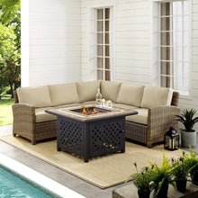 Load image into Gallery viewer, Bradenton 4Pc Outdoor Wicker Sectional Set Weathered Brown/Sand