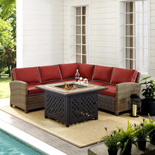 Load image into Gallery viewer, Bradenton 4Pc Outdoor Wicker Sectional Set Weathered Brown/Sangria