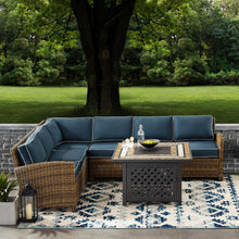 Load image into Gallery viewer, Bradenton 5Pc Outdoor Wicker Sectional Set Weathered Brown/Navy