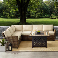 Load image into Gallery viewer, Bradenton 5Pc Outdoor Wicker Sectional Set, W/Fire Table