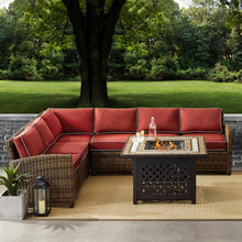 Load image into Gallery viewer, Bradenton 5Pc Outdoor Wicker Sectional Set W/Fire Table