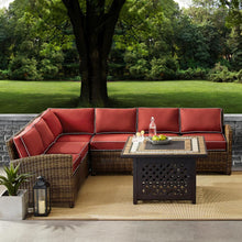 Load image into Gallery viewer, Bradenton 5Pc Outdoor Wicker Sectional Set W/Fire Table