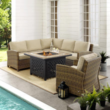 Load image into Gallery viewer, Bradenton 5Pc Outdoor Wicker Sectional Set Weathered Brown/Sand