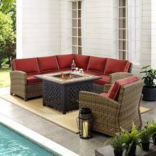 Load image into Gallery viewer, Bradenton 5Pc Outdoor Wicker Sectional Set Weathered Brown/Sangria