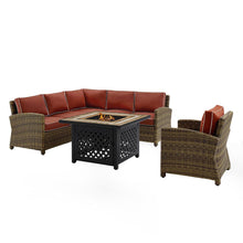 Load image into Gallery viewer, Bradenton 5Pc Outdoor Wicker Sectional Set Weathered Brown/Sangria